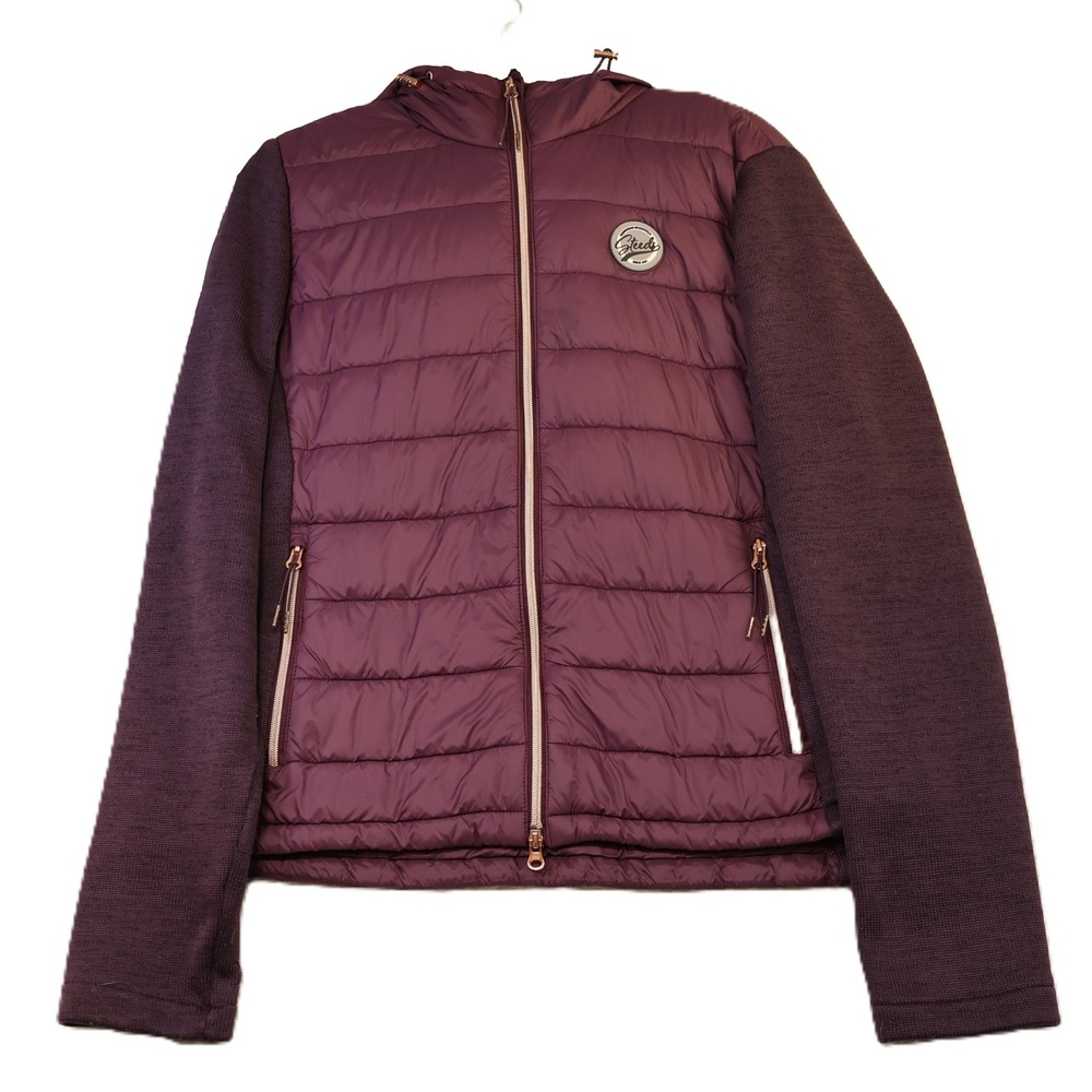 Steeds Womens XXL Riding Wear Jacket Purple Quilted Knit Hybrid Hooded Puffer
